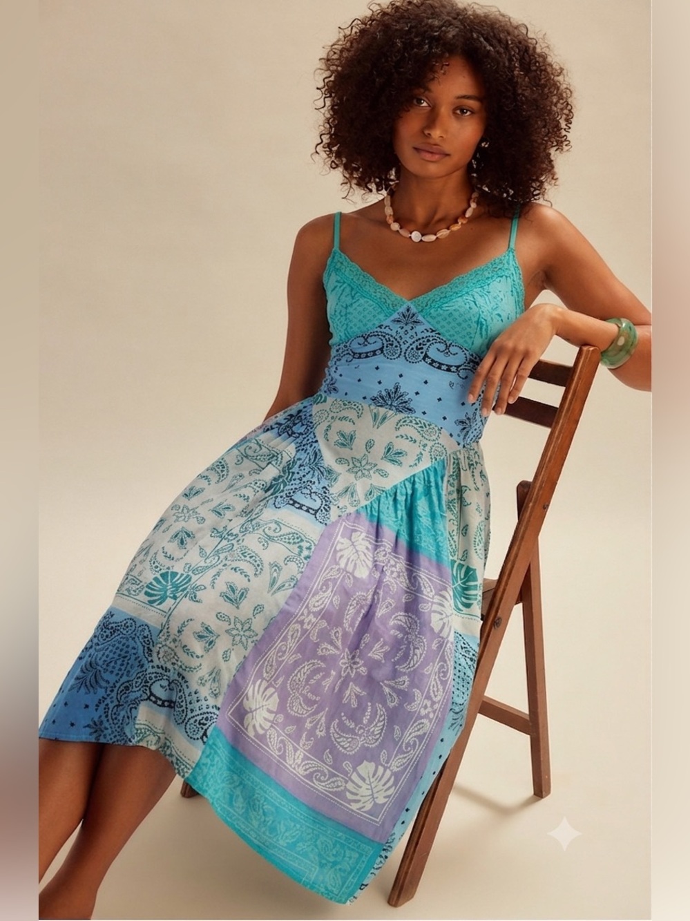 Free People / ‘Wish You Would’ Patchwork Paisley Midi Dress -Sz. XS - NWOT- READ